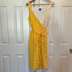 Ann Taylor Yellow and White Asymmetrical Dress